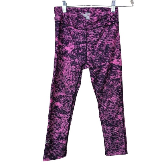 Under Armour Leggings Capris Womens XS Pink Black Compression Heatgear READ - Picture 1 of 6
